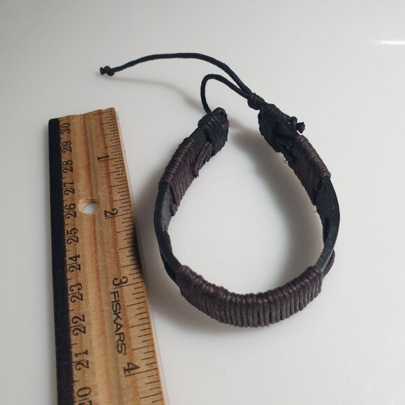 Adjustable Black Brown Leather Cord Bracelet Design Handmade Men Women Jewelry - Picture 4 of 4